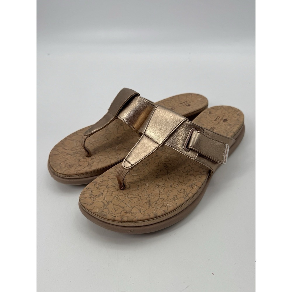 Clarks Cloudstepper Thong Sandal 9.5M Step Reef June Flip Flop Rose Gold Cushion